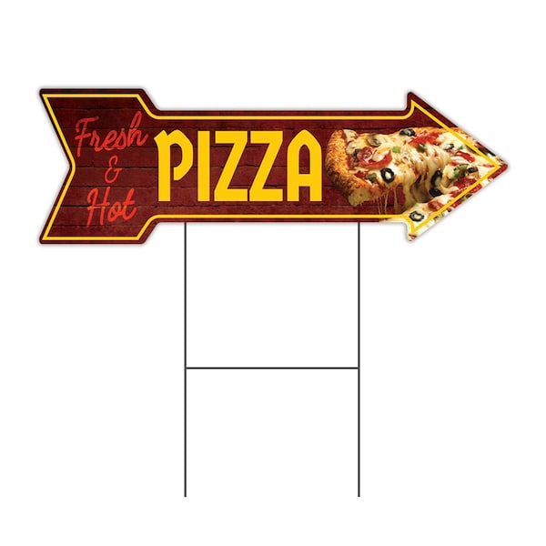 Pizza Arrow Yard Sign Funny Home Decor 30in Wide